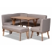 Baxton Studio Odessa Mid-Century Modern Grey Fabric Upholstered and Walnut Brown Finished Wood 5-Piece Dining Nook Set