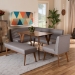 Baxton Studio Odessa Mid-Century Modern Grey Fabric Upholstered and Walnut Brown Finished Wood 5-Piece Dining Nook Set - BBT8054-Grey/Walnut-5PC Dining Nook Set