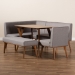 Baxton Studio Odessa Mid-Century Modern Grey Fabric Upholstered and Walnut Brown Finished Wood 5-Piece Dining Nook Set - BBT8054-Grey/Walnut-5PC Dining Nook Set