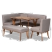 Baxton Studio Odessa Mid-Century Modern Grey Fabric Upholstered and Walnut Brown Finished Wood 5-Piece Dining Nook Set - BBT8054-Grey/Walnut-5PC Dining Nook Set