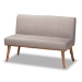 Baxton Studio Odessa Mid-Century Modern Grey Fabric Upholstered and Walnut Brown Finished 2-Piece Wood Dining Nook Banquette Set - BBT8054-Grey/Walnut-2PC SF Bench
