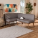Baxton Studio Odessa Mid-Century Modern Grey Fabric Upholstered and Walnut Brown Finished 2-Piece Wood Dining Nook Banquette Set - BBT8054-Grey/Walnut-2PC SF Bench