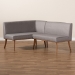 Baxton Studio Odessa Mid-Century Modern Grey Fabric Upholstered and Walnut Brown Finished 2-Piece Wood Dining Nook Banquette Set - BBT8054-Grey/Walnut-2PC SF Bench