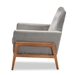 Baxton Studio Perris Mid-Century Modern Grey Velvet Fabric Upholstered and Walnut Brown Finished Wood Lounge Chair - BBT8042-Grey Velvet/Walnut-CC