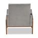 Baxton Studio Perris Mid-Century Modern Grey Velvet Fabric Upholstered and Walnut Brown Finished Wood Lounge Chair - BBT8042-Grey Velvet/Walnut-CC