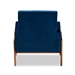 Baxton Studio Perris Mid-Century Modern Navy Blue Velvet Fabric Upholstered and Walnut Brown Finished Wood Lounge Chair - BBT8042-Navy Velvet/Walnut-CC