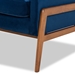 Baxton Studio Perris Mid-Century Modern Navy Blue Velvet Fabric Upholstered and Walnut Brown Finished Wood Lounge Chair - BBT8042-Navy Velvet/Walnut-CC