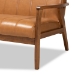 Baxton Studio Nikko Mid-century Modern Tan Faux Leather Upholstered and Walnut Brown finished Wood Sofa - BBT8011A2-Tan Sofa