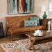 Baxton Studio Nikko Mid-century Modern Tan Faux Leather Upholstered and Walnut Brown finished Wood Sofa - BBT8011A2-Tan Sofa