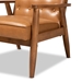 Baxton Studio Sorrento Mid-Century Modern Tan Faux Leather Upholstered and Walnut Brown Finished Wood Lounge Chair - BBT8013-Tan Chair