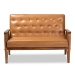 Baxton Studio Sorrento Mid-Century Modern Tan Faux Leather Upholstered and Walnut Brown Finished Wood Loveseat - BBT8013-Tan Loveseat