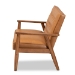 Baxton Studio Sorrento Mid-Century Modern Tan Faux Leather Upholstered and Walnut Brown Finished Wood Loveseat - BBT8013-Tan Loveseat