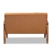 Baxton Studio Sorrento Mid-Century Modern Tan Faux Leather Upholstered and Walnut Brown Finished Wood Loveseat - BBT8013-Tan Loveseat