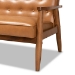 Baxton Studio Sorrento Mid-Century Modern Tan Faux Leather Upholstered and Walnut Brown Finished Wood Loveseat - BBT8013-Tan Loveseat