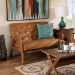 Baxton Studio Sorrento Mid-Century Modern Tan Faux Leather Upholstered and Walnut Brown Finished Wood Loveseat - BBT8013-Tan Loveseat