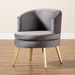 Baxton Studio Baptiste Glam and Luxe Grey Velvet Fabric Upholstered and Gold Finished Wood Accent Chair - WS-14056-Grey Velvet/Gold-CC