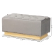 Baxton Studio Powell Glam and Luxe Grey Velvet Fabric Upholstered and Gold PU Leather Storage Ottoman - WS-2019-Grey Velvet/Gold-Otto