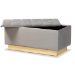Baxton Studio Powell Glam and Luxe Grey Velvet Fabric Upholstered and Gold PU Leather Storage Ottoman - WS-2019-Grey Velvet/Gold-Otto