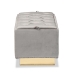 Baxton Studio Powell Glam and Luxe Grey Velvet Fabric Upholstered and Gold PU Leather Storage Ottoman - WS-2019-Grey Velvet/Gold-Otto