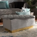 Baxton Studio Powell Glam and Luxe Grey Velvet Fabric Upholstered and Gold PU Leather Storage Ottoman - WS-2019-Grey Velvet/Gold-Otto