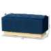 Baxton Studio Powell Glam and Luxe Navy Blue Velvet Fabric Upholstered and Gold PU Leather Storage Ottoman - WS-2019-Navy Blue Velvet/Gold-Otto