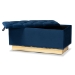 Baxton Studio Powell Glam and Luxe Navy Blue Velvet Fabric Upholstered and Gold PU Leather Storage Ottoman - WS-2019-Navy Blue Velvet/Gold-Otto