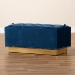 Baxton Studio Powell Glam and Luxe Navy Blue Velvet Fabric Upholstered and Gold PU Leather Storage Ottoman - WS-2019-Navy Blue Velvet/Gold-Otto