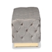 Baxton Studio Corrine Glam and Luxe Grey Velvet Fabric Upholstered and Gold PU Leather Ottoman - WS-4228-Grey Velvet/Gold-Otto