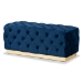Baxton Studio Corrine Glam and Luxe Navy Blue Velvet Fabric Upholstered and Gold PU Leather Ottoman