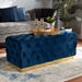 Baxton Studio Corrine Glam and Luxe Navy Blue Velvet Fabric Upholstered and Gold PU Leather Ottoman - WS-4228-Navy Blue Velvet/Gold-Otto