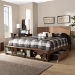 Baxton Studio Tamsin Modern Transitional Ash Walnut Brown Finished Wood King Size 4-Drawer Platform Storage Bed with Built-In Shelves - Tamsin-Ash Walnut-King