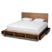 Baxton Studio Tamsin Modern Transitional Ash Walnut Brown Finished Wood King Size 4-Drawer Platform Storage Bed with Built-In Shelves - Tamsin-Ash Walnut-King