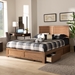Baxton Studio Lisa Modern and Contemporary Transitional Ash Walnut Brown Finished Wood Queen Size 3-Drawer Platform Storage Bed - Lisa-Ash Walnut-Queen