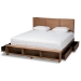Baxton Studio Alba Modern Transitional Ash Walnut Brown Finished Wood King Size 4-Drawer Platform Storage Bed with Built-In Shelves - Alba-Ash Walnut-King