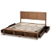 Baxton Studio Alba Modern Transitional Ash Walnut Brown Finished Wood King Size 4-Drawer Platform Storage Bed with Built-In Shelves - Alba-Ash Walnut-King