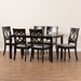 Baxton Studio Lucie Modern and Contemporary Grey Fabric Upholstered and Dark Brown Finished Wood 7-Piece Dining Set - RH333C-Grey/Dark Brown-7PC Dining Set