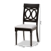 Baxton Studio Lucie Modern and Contemporary Grey Fabric Upholstered and Espresso Brown Finished Wood 2-Piece Dining Chair Set - RH333C-Grey/Dark Brown-DC-2PK