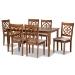 Baxton Studio Renaud Modern and Contemporary Grey Fabric Upholstered and Walnut Brown Finished Wood 7-Piece Dining Set