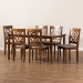 Baxton Studio Renaud Modern and Contemporary Grey Fabric Upholstered and Walnut Brown Finished Wood 7-Piece Dining Set - RH332C-Grey/Walnut-DC-7PC Dining Set