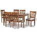 Baxton Studio Renaud Modern and Contemporary Grey Fabric Upholstered and Walnut Brown Finished Wood 7-Piece Dining Set - RH332C-Grey/Walnut-DC-7PC Dining Set