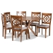 Baxton Studio Sadie Modern and Contemporary Grey Fabric Upholstered and Walnut Brown Finished Wood 7-Piece Dining Set
