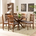 Baxton Studio Sadie Modern and Contemporary Grey Fabric Upholstered and Walnut Brown Finished Wood 7-Piece Dining Set - Sadie-Grey/Walnut-7PC Dining Set