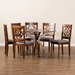 Baxton Studio Sadie Modern and Contemporary Grey Fabric Upholstered and Walnut Brown Finished Wood 7-Piece Dining Set - Sadie-Grey/Walnut-7PC Dining Set