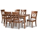 Baxton Studio Lucie Modern and Contemporary Grey Fabric Upholstered and Walnut Brown Finished Wood 7-Piece Dining Set
