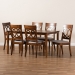 Baxton Studio Lucie Modern and Contemporary Grey Fabric Upholstered and Walnut Brown Finished Wood 7-Piece Dining Set - RH333C-Grey/Walnut-DC-7PC Dining Set