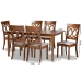Baxton Studio Lucie Modern and Contemporary Grey Fabric Upholstered and Walnut Brown Finished Wood 7-Piece Dining Set - RH333C-Grey/Walnut-DC-7PC Dining Set