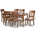 Baxton Studio Lucie Modern and Contemporary Grey Fabric Upholstered and Walnut Brown Finished Wood 7-Piece Dining Set - RH333C-Grey/Walnut-DC-7PC Dining Set