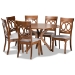 Baxton Studio Jessie Modern and Contemporary Grey Fabric Upholstered and Walnut Brown Finished Wood 7-Piece Dining Set