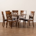 Baxton Studio Jessie Modern and Contemporary Grey Fabric Upholstered and Walnut Brown Finished Wood 7-Piece Dining Set - Jessie-Grey/Walnut-7PC Dining Set