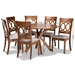 Baxton Studio Jessie Modern and Contemporary Grey Fabric Upholstered and Walnut Brown Finished Wood 7-Piece Dining Set - Jessie-Grey/Walnut-7PC Dining Set